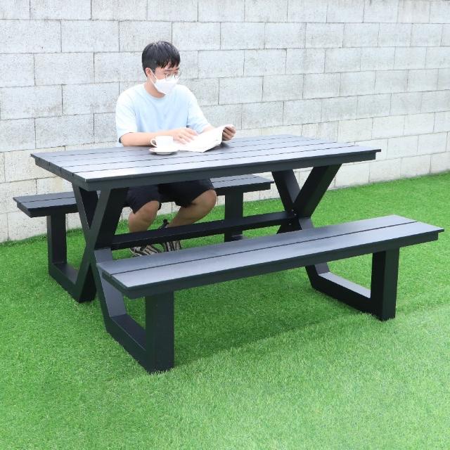 【LOGIS】岩韻鋁合金&塑木庭院桌椅(戶外桌椅 烤肉桌 BBQ 露營桌)