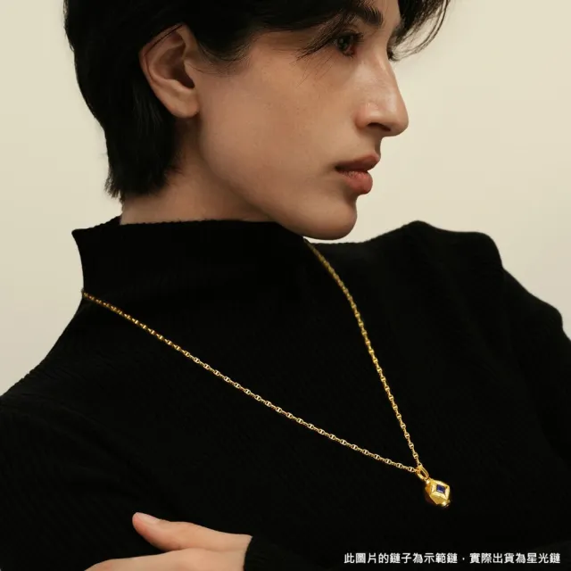 月輝珠寶 18K黃金項鍊 單開扣款 頂級天然鑽石(F/VVS) 琺瑯工藝 雙面設計 星芒雙辰系列 低調奢華