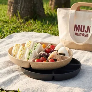【MUJI 無印良品】再生環保材質分隔盤兩入組 211餐盤 兒童餐盤 環保材質 