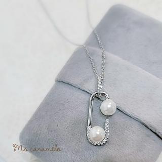 【Ms caramelo 焦糖小姐】925純銀鍍K白(6MM 淡水珍珠)