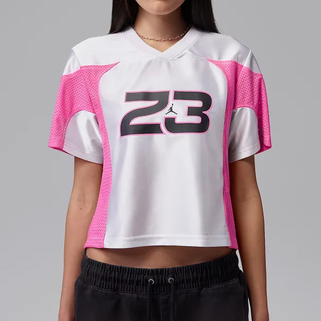 【NIKE 耐吉】As W J Flt Ss Jrsy 短袖 女款 白粉色 透氣 球衣 穿搭 休閒 IF1158-100