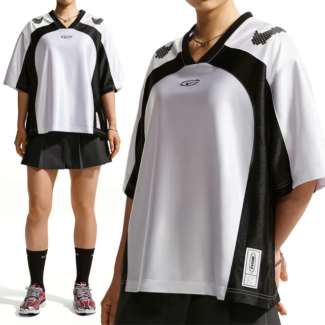 【NIKE 耐吉】As W Nk Street Gfx Jersey 短袖 女款 白黑色 寬鬆 球衣 IQ6138-101