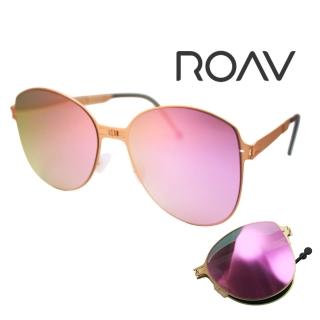 【ROAV】美國洛杉磯品牌 RITA系列 大鏡面輕量薄鋼折疊太陽眼鏡 SS008.14.66 霧金框粉晶水銀鍍膜鏡片 公司貨