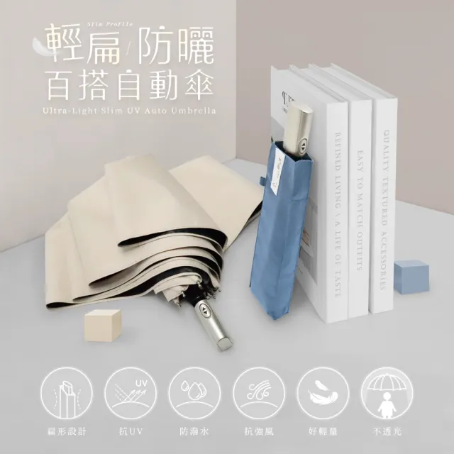 【雨之情】輕扁防曬百搭自動傘-雨傘 折疊傘 扁傘 自動折傘