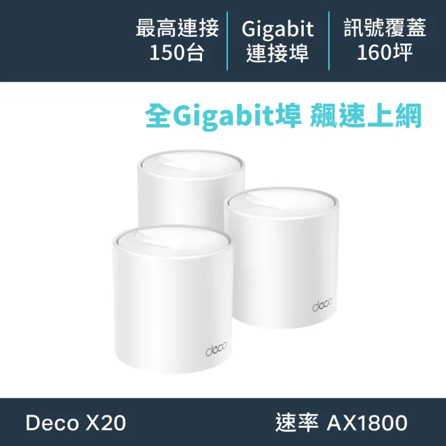 【TP-Link】三入組-Deco X20 AX1800 真Mesh 雙頻無線網路WiFi 6網狀路由器分享器