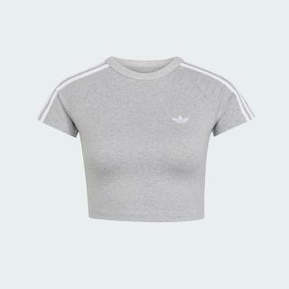 【adidas 愛迪達】Sst Baby Tee 女 T恤 運動上衣 休閒短袖 灰 短版 緊身(KS4705)
