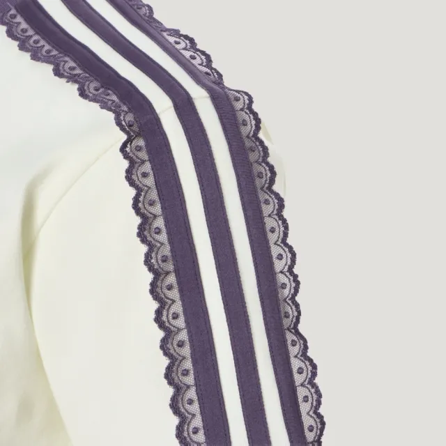 【adidas 愛迪達】Cali Tee W 女 T恤 運動上衣 休閒短袖 蕾絲 經典 米白(LF2332)