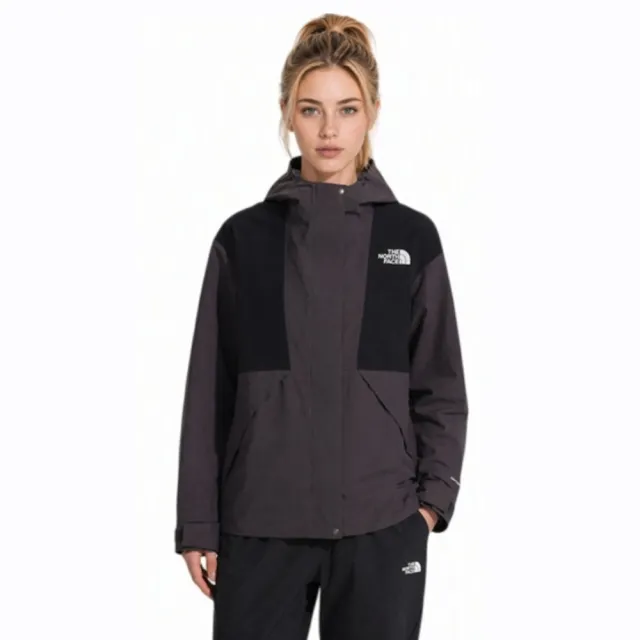 【The North Face】北臉 外套 女 運動連帽外套 防潑水 W REIGN ON 2.0 JACKET 黑灰 NF0A8J6YT6Z