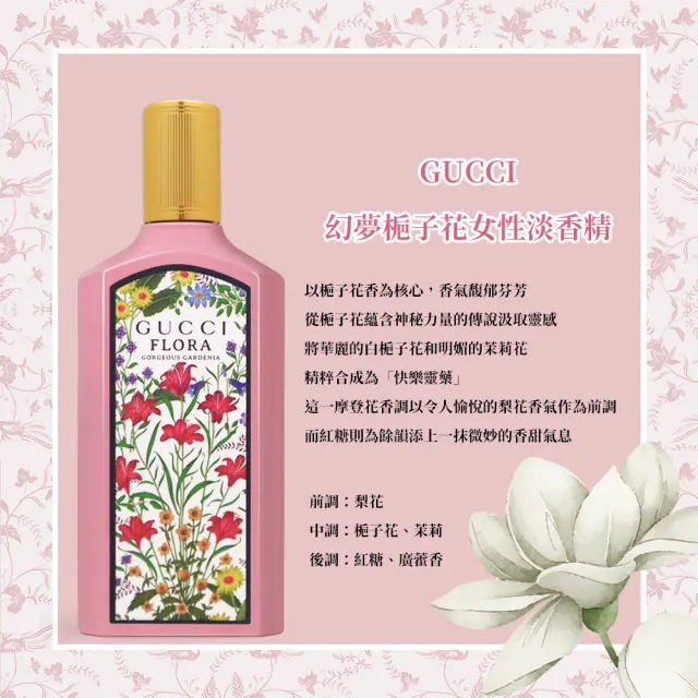 【GUCCI 古馳】幻夢梔子花女性淡香精禮盒 100ml+10ml(國際航空版)
