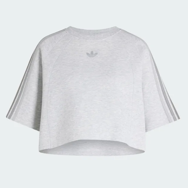 【adidas 愛迪達】Sst 2.0 Boxy Te 女 T恤 休閒短袖 短版上衣 穿搭 灰(KX4737)