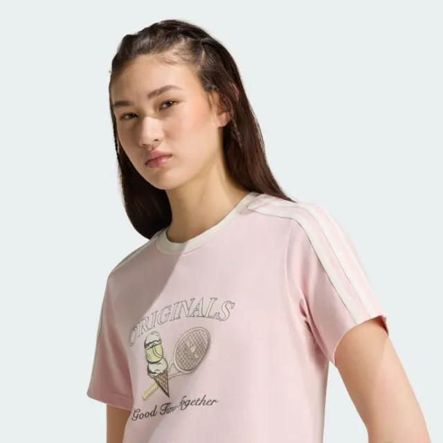 【adidas 愛迪達】Sports Tee Ss W 女 T恤 運動上衣 休閒短袖 純棉 舒適 粉紅(KX6894)