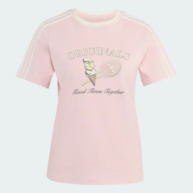 【adidas 愛迪達】Sports Tee Ss W 女 T恤 運動上衣 休閒短袖 純棉 舒適 粉紅(KX6894)