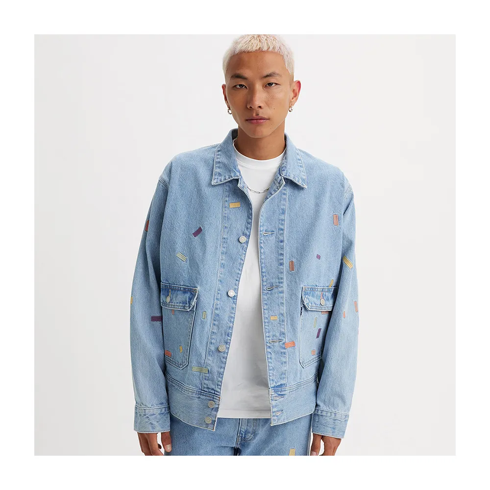 【LEVIS】MOJ頂級日本布 男款丹寧牛仔夾克外套 / 精工刺繡 熱賣單品 A7150-0002