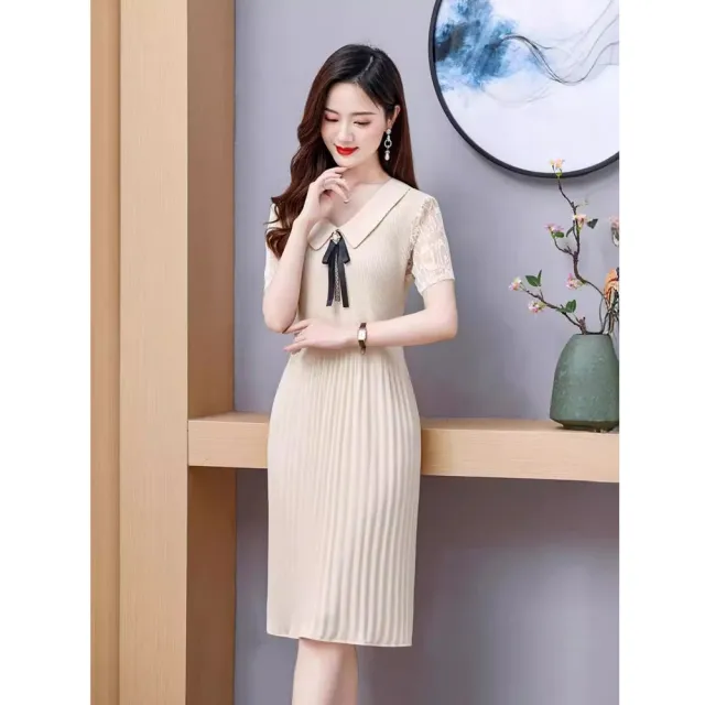 【巴黎精品】多款KC精品 連身洋裝印花連身裙長裙短袖A字裙子寬鬆顯瘦連衣裙大尺碼女裝(洋氣氣質k2bc51 B)