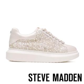 【steve madden】奢華亮片珍珠水鑽厚底休閒鞋GAZE-SEQ(米色)