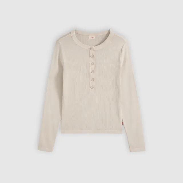 【LEVIS】基本款長袖亨利領上衣 / 微彈性 女生上衣 人氣新品 0086R-0008