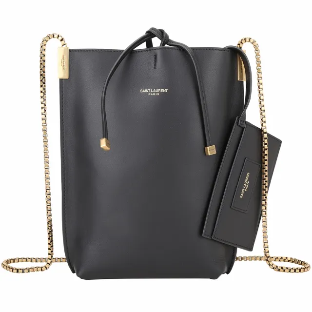 【YSL】Saint Laurent Suzanne 小牛皮鍊帶斜背包 附萬用包(黑色 肩背包 側肩包 鍊包)