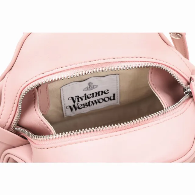 【Vivienne Westwood】Yasmine 小款 立體星球標誌皮革手提 肩斜背包(粉色 保齡球包 兩用包)