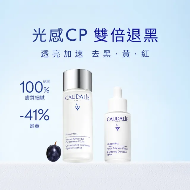 【CAUDALIE 歐緹麗】葡萄籽極致雙倍透亮加速組(亮白精華液30ml+亮白精華露100ml)
