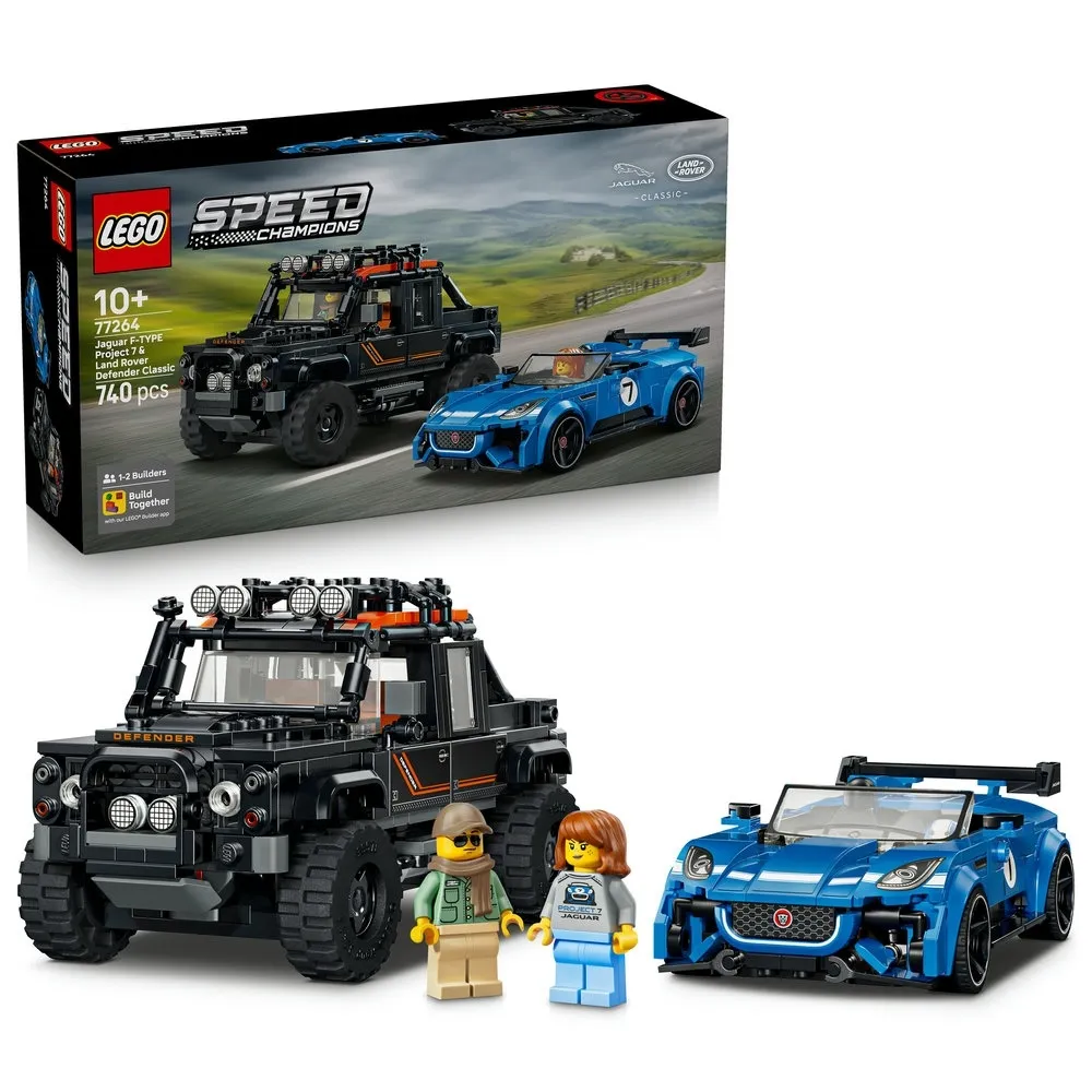 【LEGO 樂高】極速賽車系列 77264 Jaguar Project 7 和 Land Rover Defender(捷豹 荒原路華 禮物 玩具)