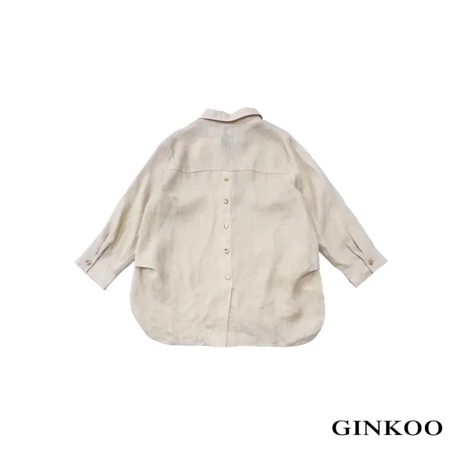 【GINKOO 俊克】後釦飾麻料襯衫