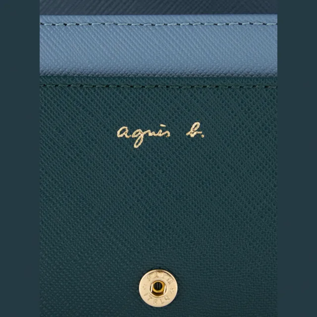 【agnes b.】Voyage 防刮皮革短夾 孔雀綠