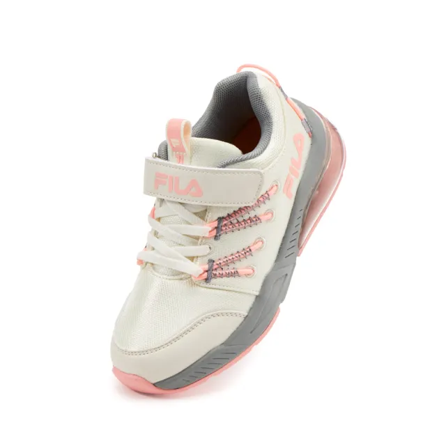 【FILA】KIDS 大童氣墊慢跑運動鞋-米 (3-J809Z-445)
