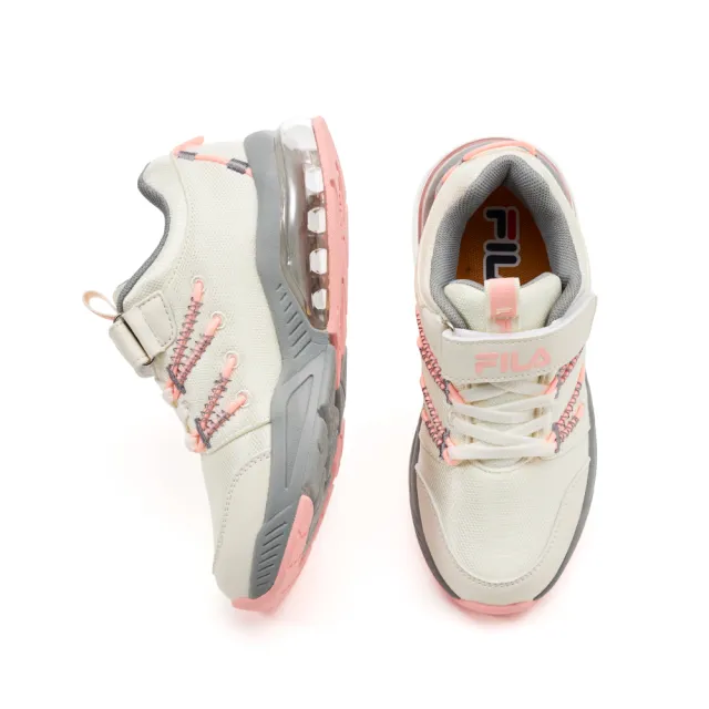 【FILA】KIDS 大童氣墊慢跑運動鞋-米 (3-J809Z-445)