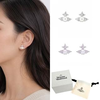【Vivienne Westwood】Feodora珍珠水晶土星造型耳針/多色選
