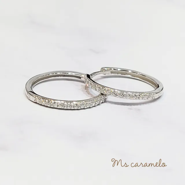 【Ms caramelo 焦糖小姐】925純銀鍍K白 耳扣式圓環耳環(鋯石耳環)