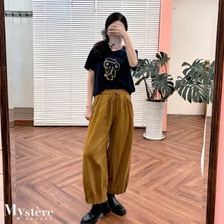 【my stere 我的時尚秘境】法式塗鴉撞色鑲鑽大象T 藏青 親膚T恤 彈性T 休閒T 涼感T