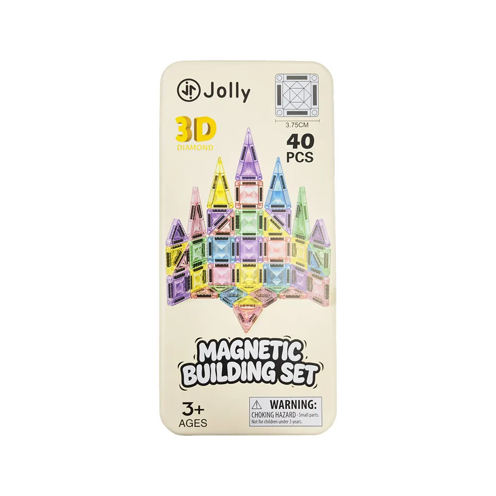 【JOLLY】迷你鐵盒鑽面磁力片40片(磁力片 禮物 玩具 吃飯神器 益智玩具)