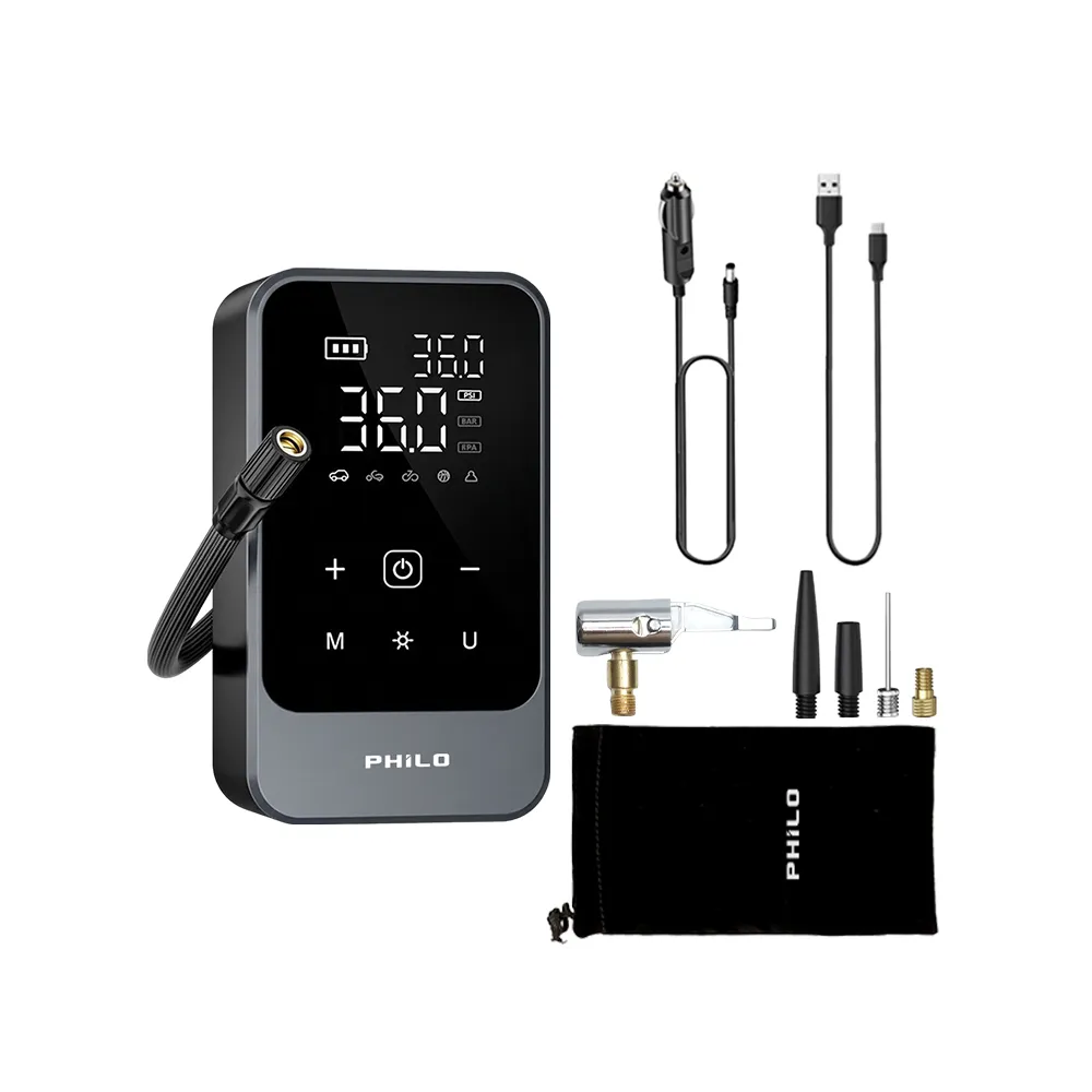 【Philo 飛樂】2入組 飛樂打氣王mini 急速電動打氣機 TP16(無線有線雙用)