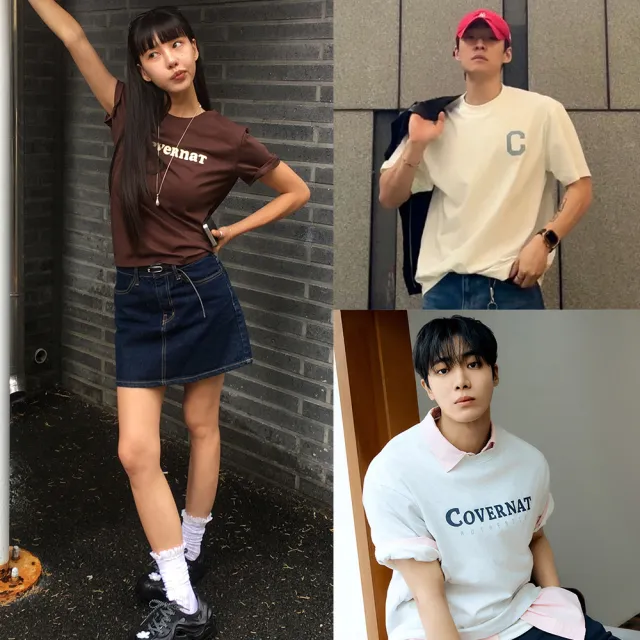 【COVERNAT】官方旗艦館 男女款- Logo短袖T恤 (UNI短袖上衣 黑/萊姆綠/燕麥/白色)