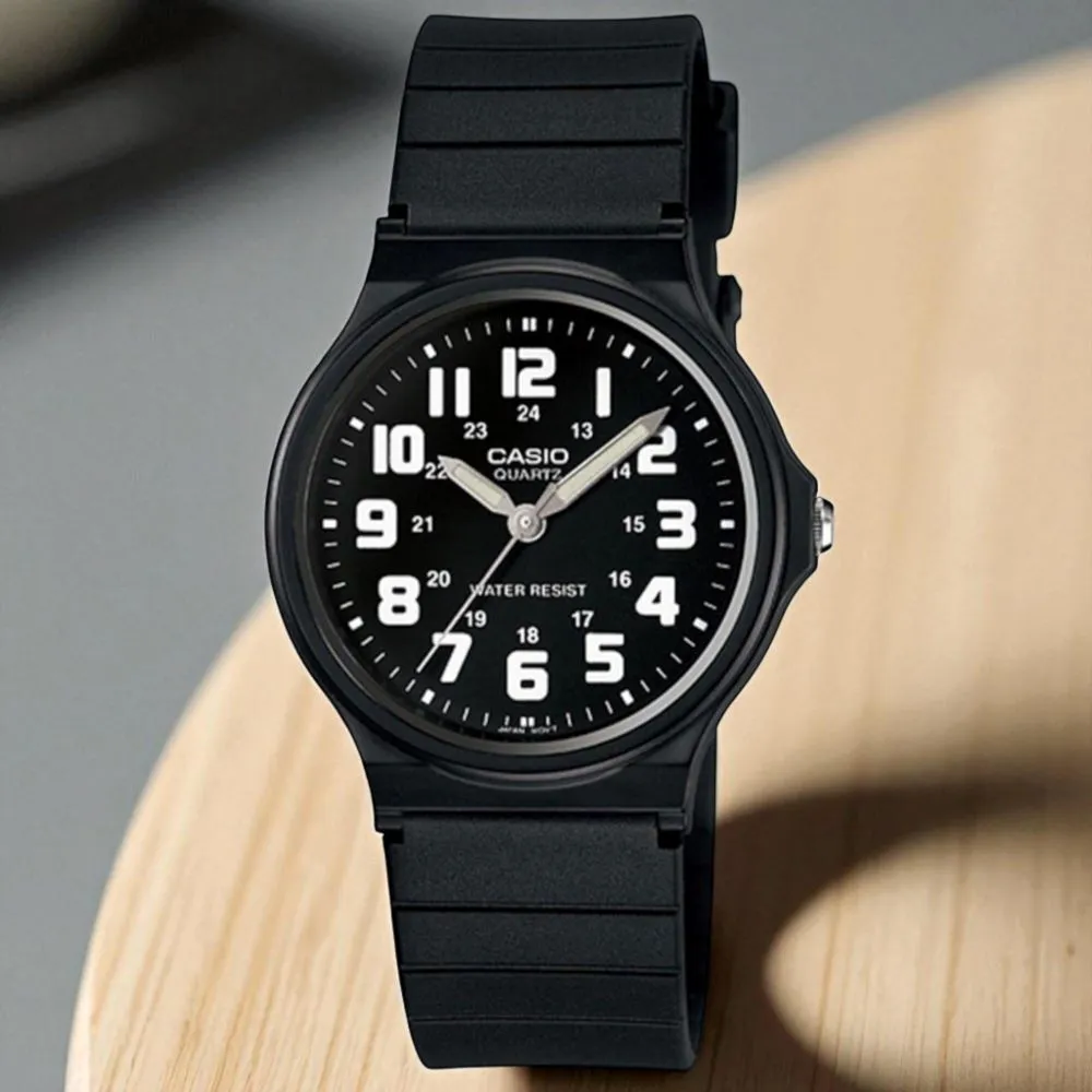 【CASIO 卡西歐】MQ-71-1B 超薄靜音輕巧彩色數字指針錶(學生考試錶徑3.49公分)