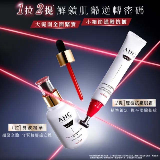 【AHC】雙波抗老膠原抗老拉提組_雙波精華40ml+抗皺眼霜30ml(眼霜/膠原蛋白)