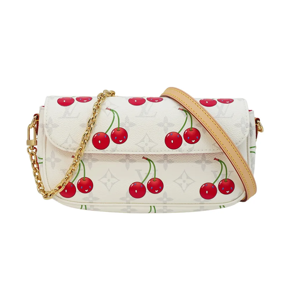 【Louis Vuitton 路易威登】x TM Ivy Woc 櫻桃造型帆布肩背/斜背包(M14239-白)