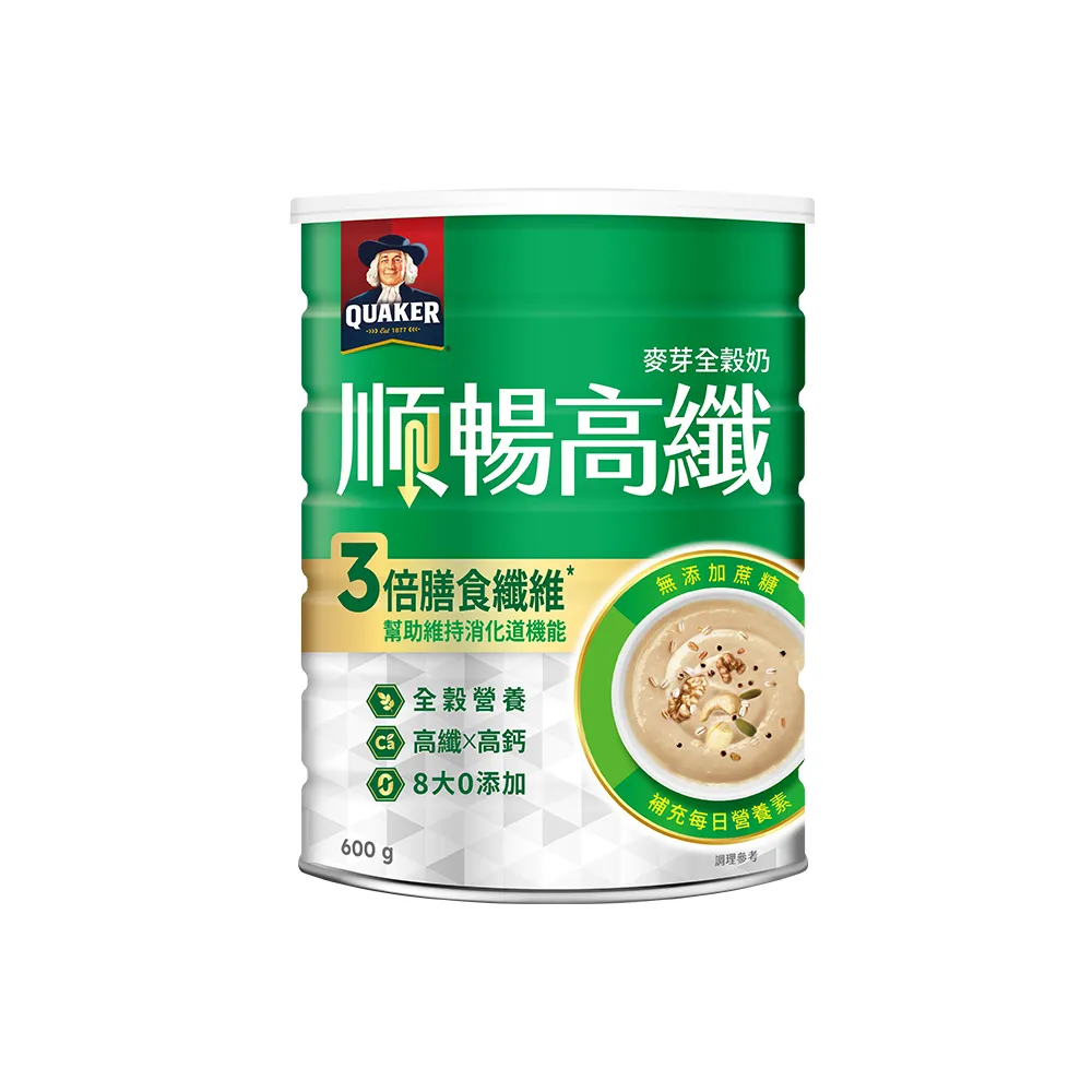 【QUAKER 桂格】順暢高纖營養全穀奶(600g/罐)
