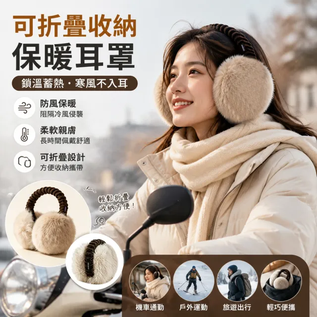 【Chewy】可折疊保暖護耳罩 女款 加厚毛絨耳罩 冬季護耳套 戶外騎行防風耳罩 毛毛耳罩耳暖 騎車保暖必備