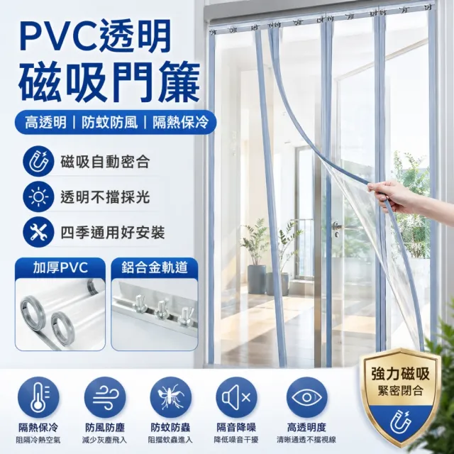 Jin久 PVC透明磁吸門簾 磁吸軟膠門簾 擋冷氣防風防蚊 2mm隔斷簾 庫隔熱磁吸簾