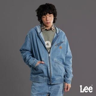 【Lee】男裝 牛仔外套 / 連帽拉鍊 淺藍洗水 OVERSIZED / LB614007876