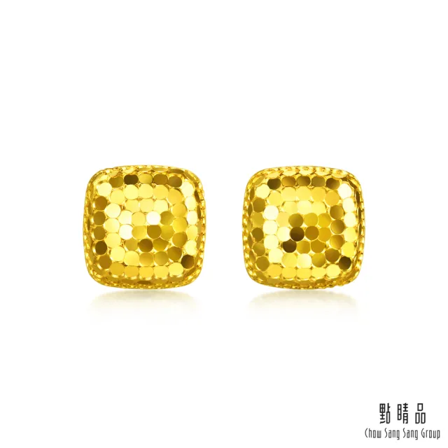 【點睛品】網路獨家款 燦光立方 黃金耳環(一對)