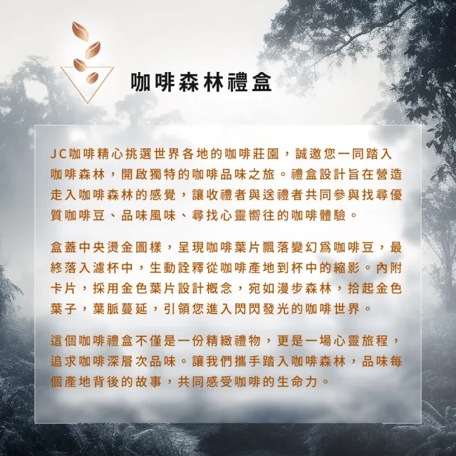 【JC咖啡】咖啡森林濾掛禮盒│單一莊園-綜合風味x1盒(10gx20包/盒;10個莊園隨機;附提袋及卡片)中秋禮盒推薦