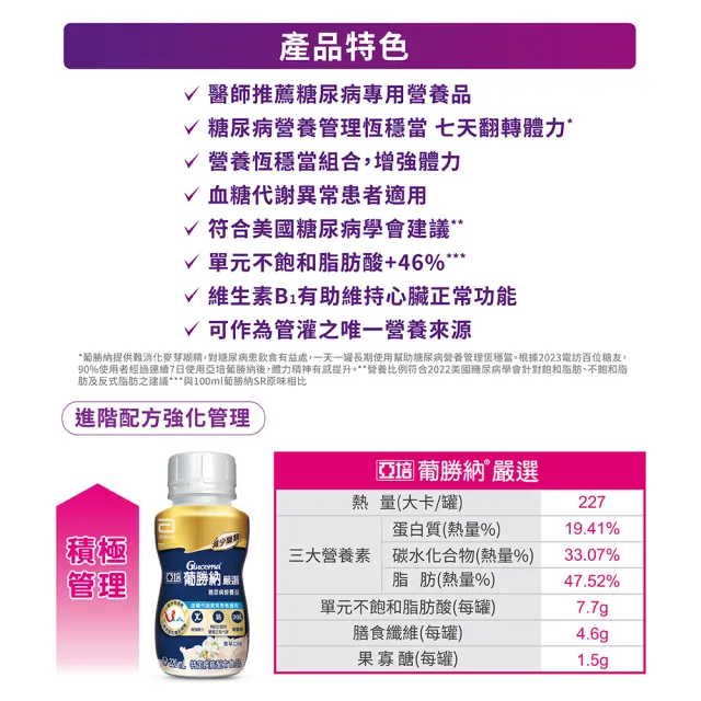 【亞培】葡勝納嚴選即飲配方-香草口味220ml x24入(低GI、糖尿病適用)