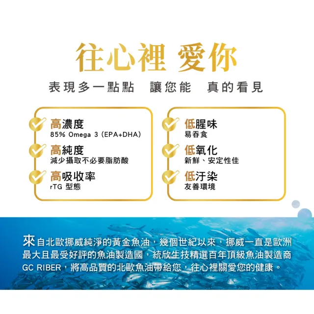 【統欣生技】85% Omega-3黃金魚油 3入組(60粒/入)