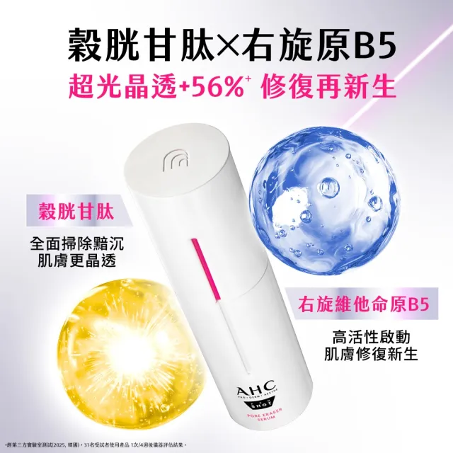 【AHC】醫美科研超光微晶新一代A醇煥膚組_精華30ml+面膜5片(右旋B5/A醇/穀胱甘/縮毛孔/煥膚/微導針粉瓶)