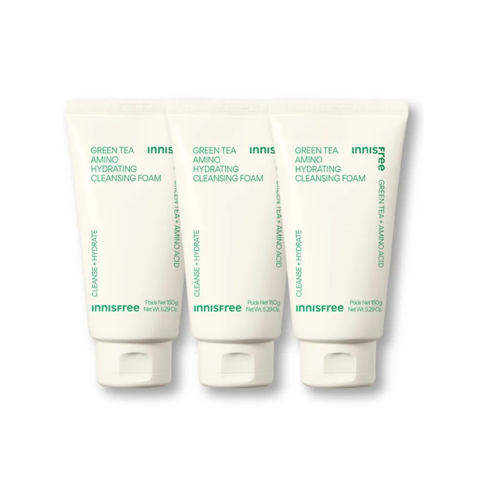【innisfree】綠茶保濕胺基酸潔面乳 150g(3入組)