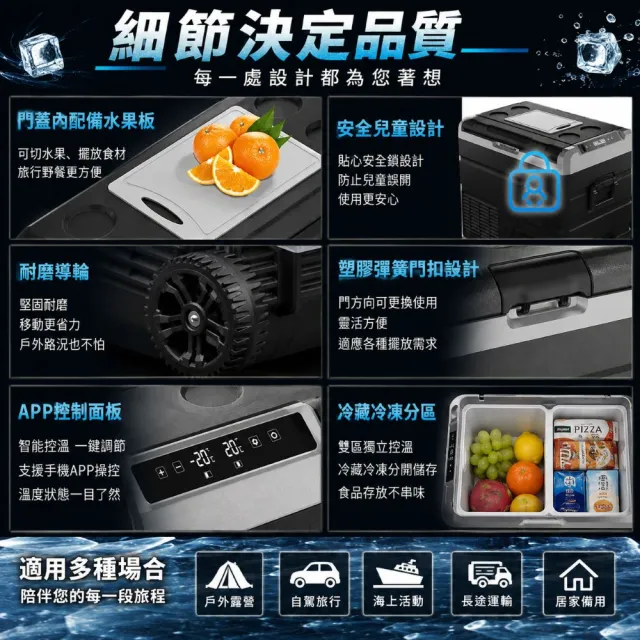 【Alpicool】冰虎 55公升 雙槽雙溫控行動冰箱 車用移動冰箱 露營 壓縮機 冷藏冷凍 TW55 總代理公司貨