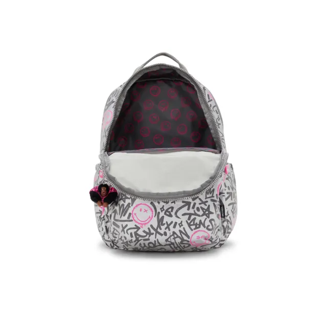 【KIPLING】『首爾包』KIPLING | SMILEYWORLD 銀色微笑印花機能手提後背包-SEOUL LAP 女包