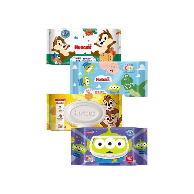 【HUGGIES 好奇】純水濕巾迪士尼加厚型70抽x16包 三眼怪/玩具總動員/奇奇蒂蒂加蓋80抽x12包